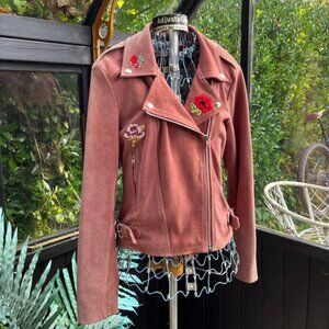 Alemais Pink Embroidered Tassel Fringe Lotus Flower Western Cowboy Leather